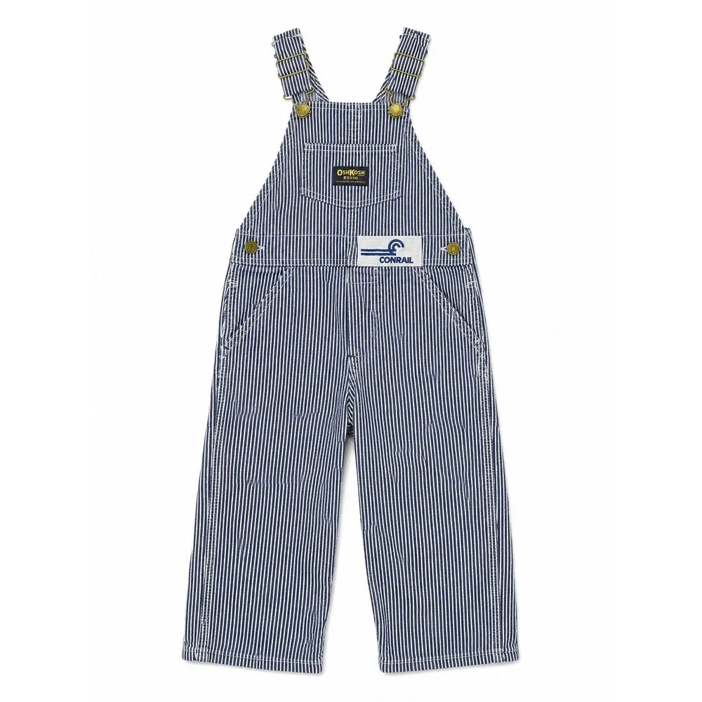 Vintage Osh Kosh RR Vestbak Overalls Bibs Childrens Union Hickory Stripe Conrail